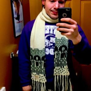 Vintage 70s Collage acrylic green scarf